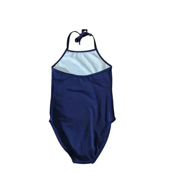 New Gymboree Girls One Piece Navy Blue Rainbow Heart Halter Swimsuit Size S 5-6 - Picture 3 of 7